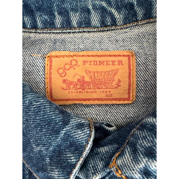 VINTAGE GAP Pioneer Jean Jacket Womens Large Denim Trucker Rancher Medium Wash - Picture 3 of 6